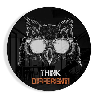 Cool owl with glasses glass wall art
