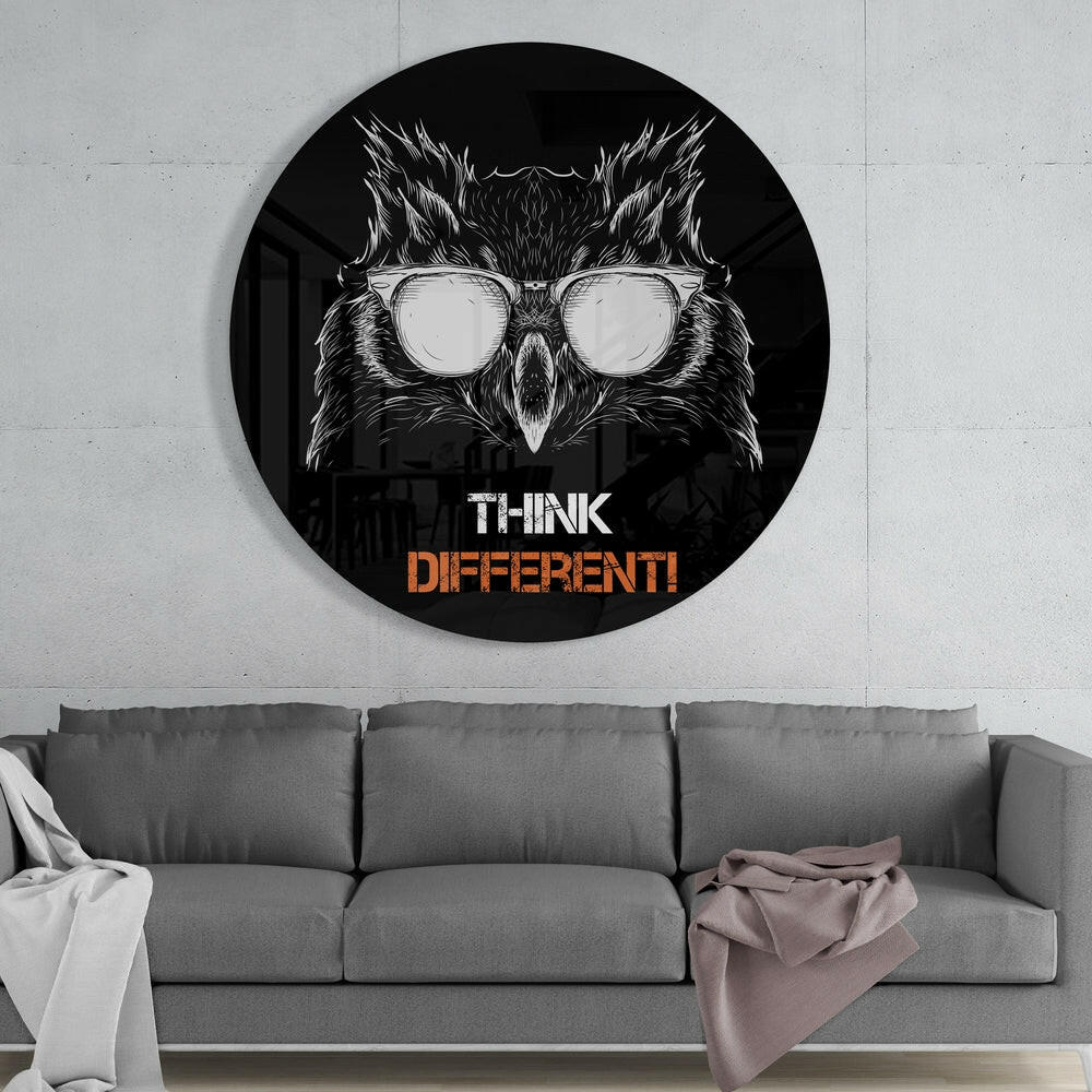 Cool Owl with Glasses Glass Wall Art