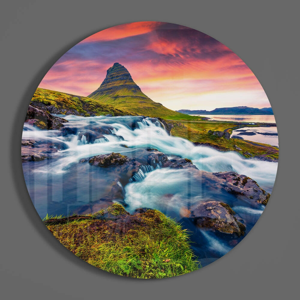 Misty Mountain Valley Glass Wall Art