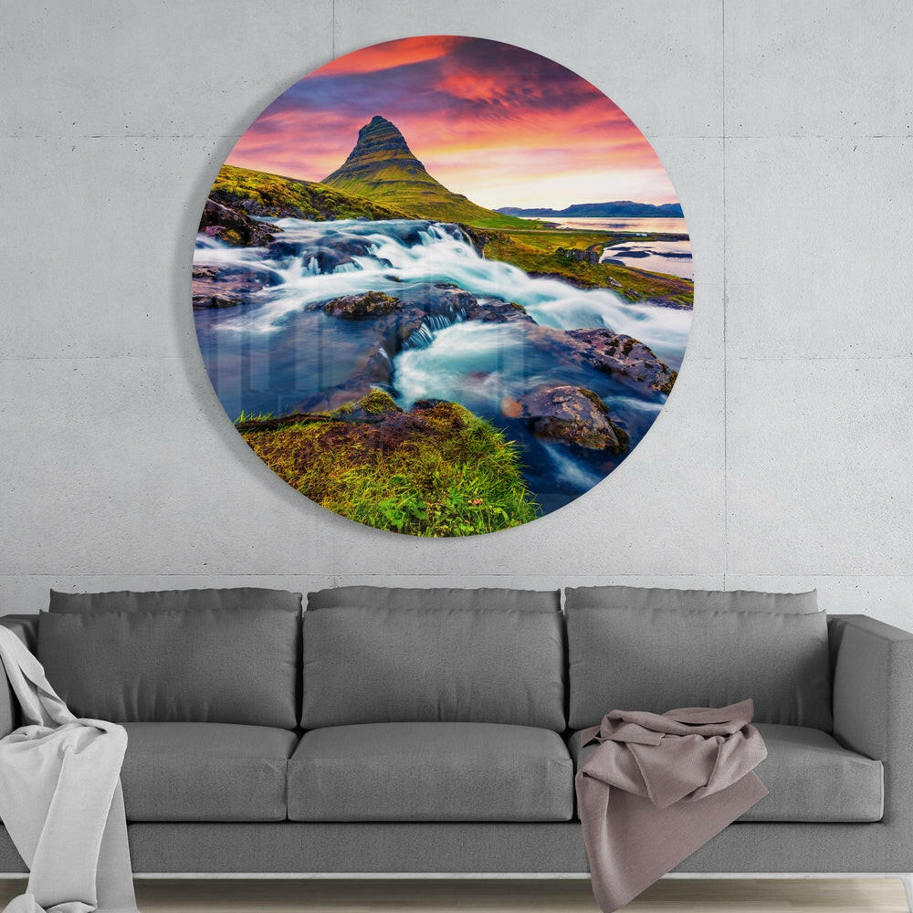 Misty Mountain Valley Glass Wall Art