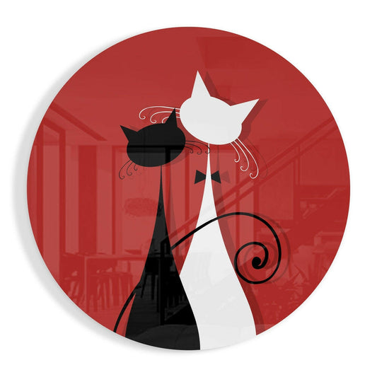 Two cats glass wall art print of a pair of cats on tempered glass