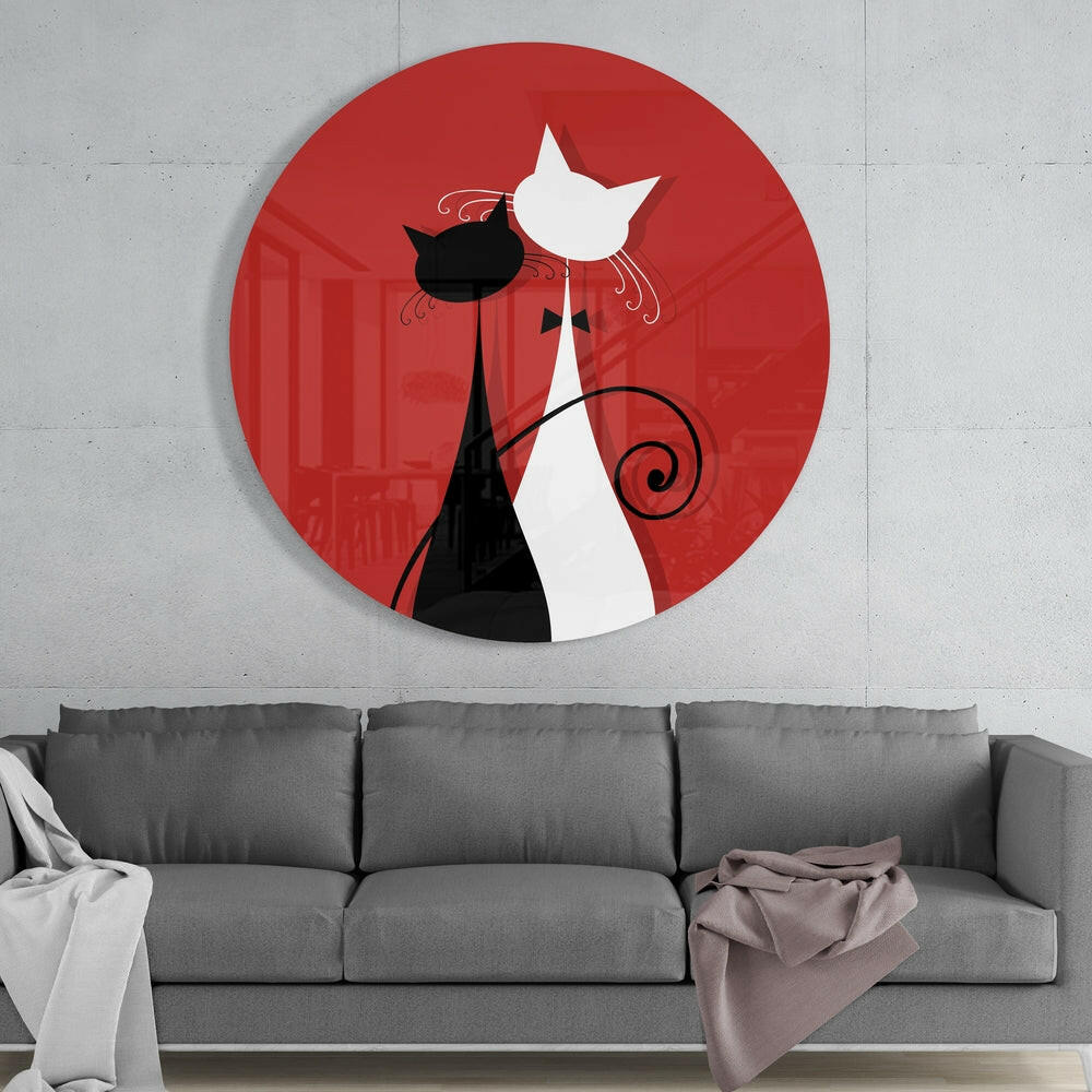 Two Cats Glass Wall Art Print