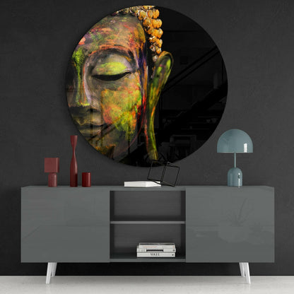 Buddha Round Glass Wall Art