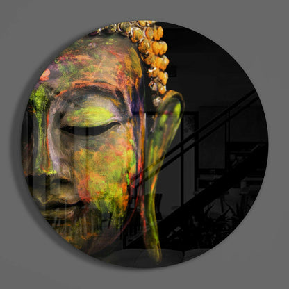 Buddha Round Glass Wall Art