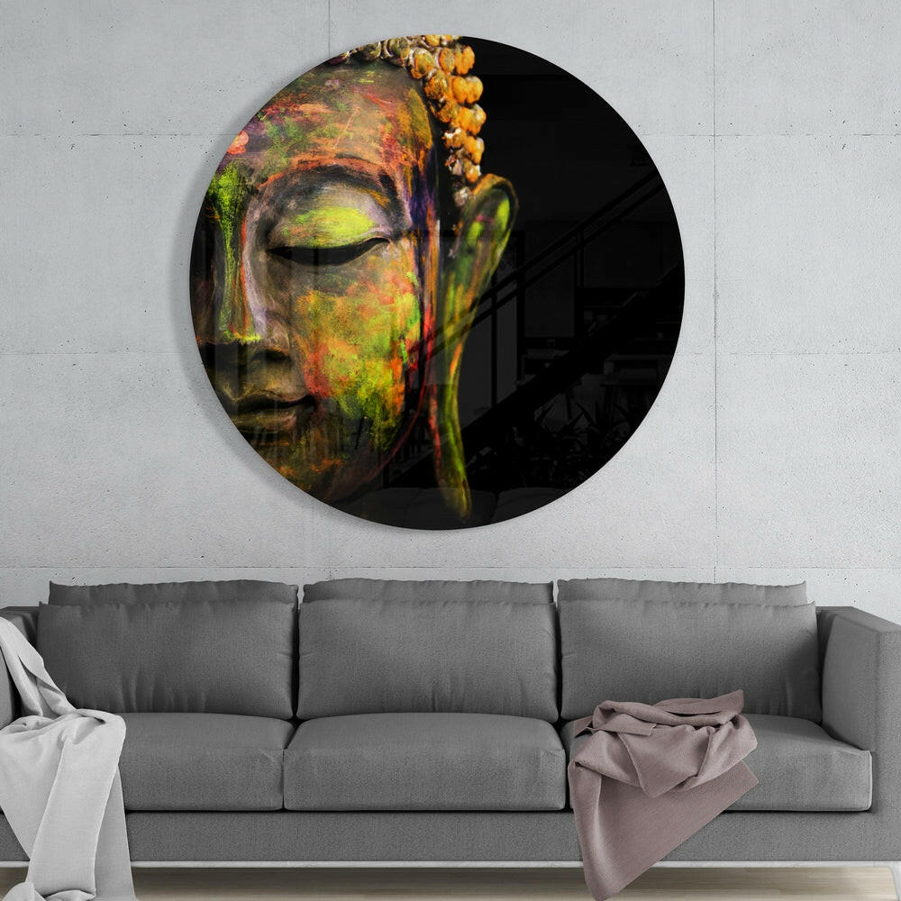 Buddha Round Glass Wall Art