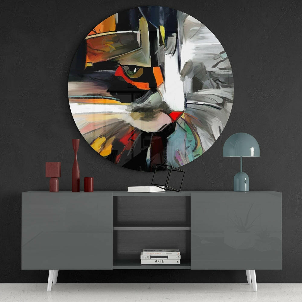 Cat Glass Wall Art - Artistic Feline Glass Print