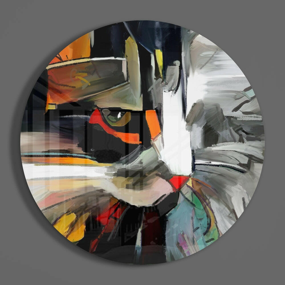 Cat Glass Wall Art - Artistic Feline Glass Print