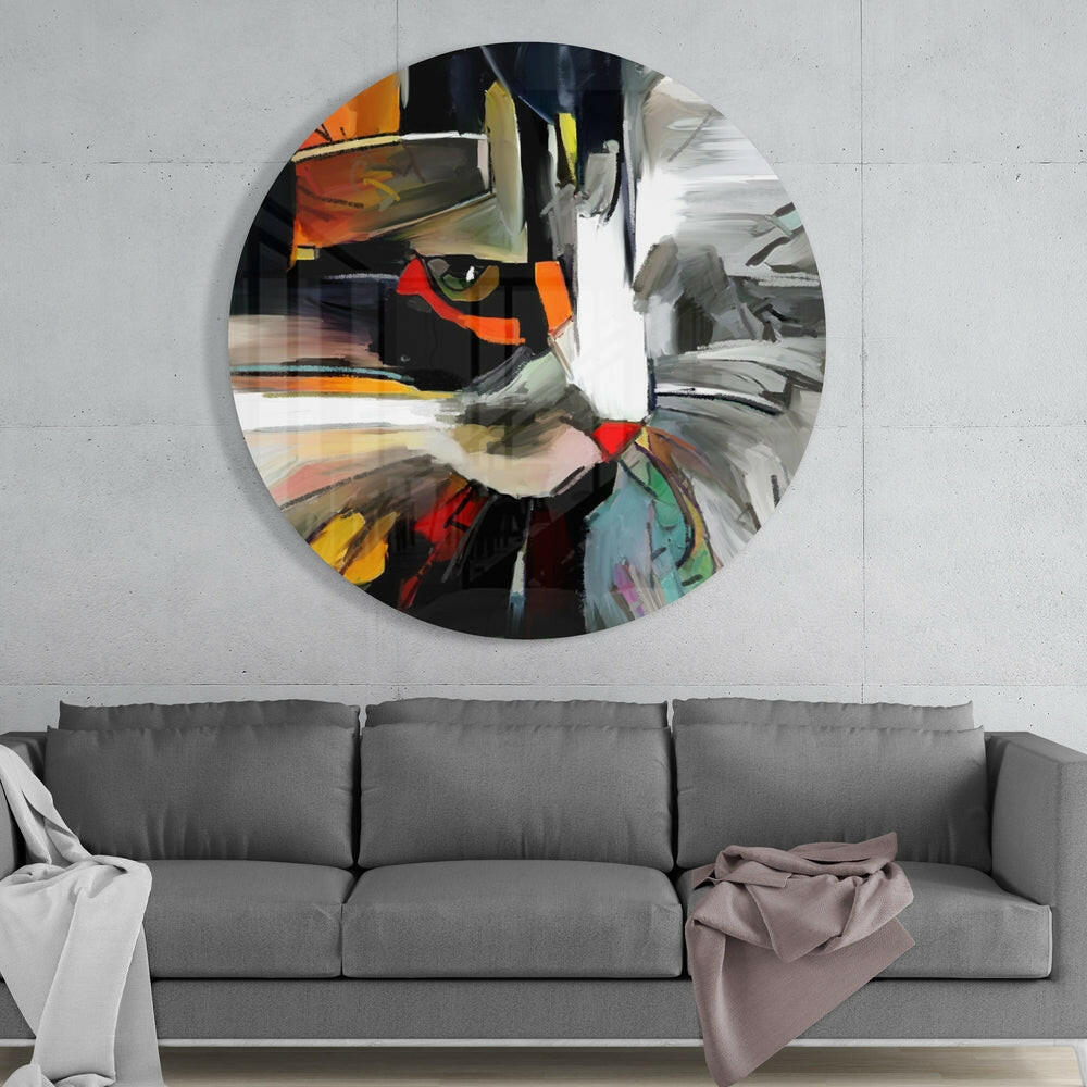 Cat Glass Wall Art - Artistic Feline Glass Print