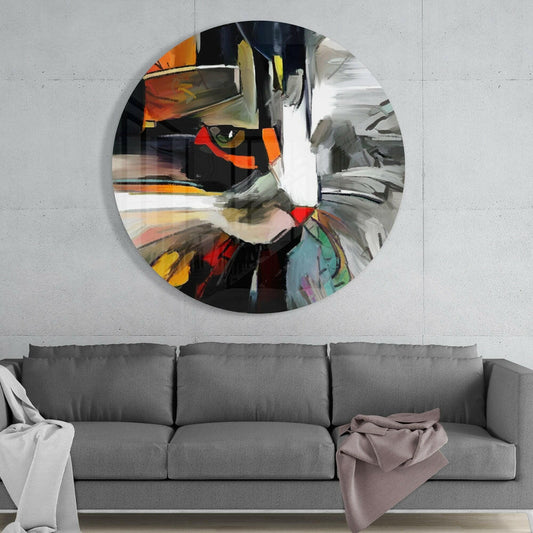 Cat Glass Wall Art - Artistic Feline Glass Print