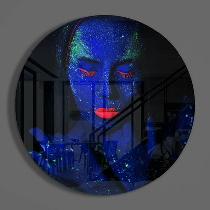 Indigo Green Speckle Face Glass Wall Art