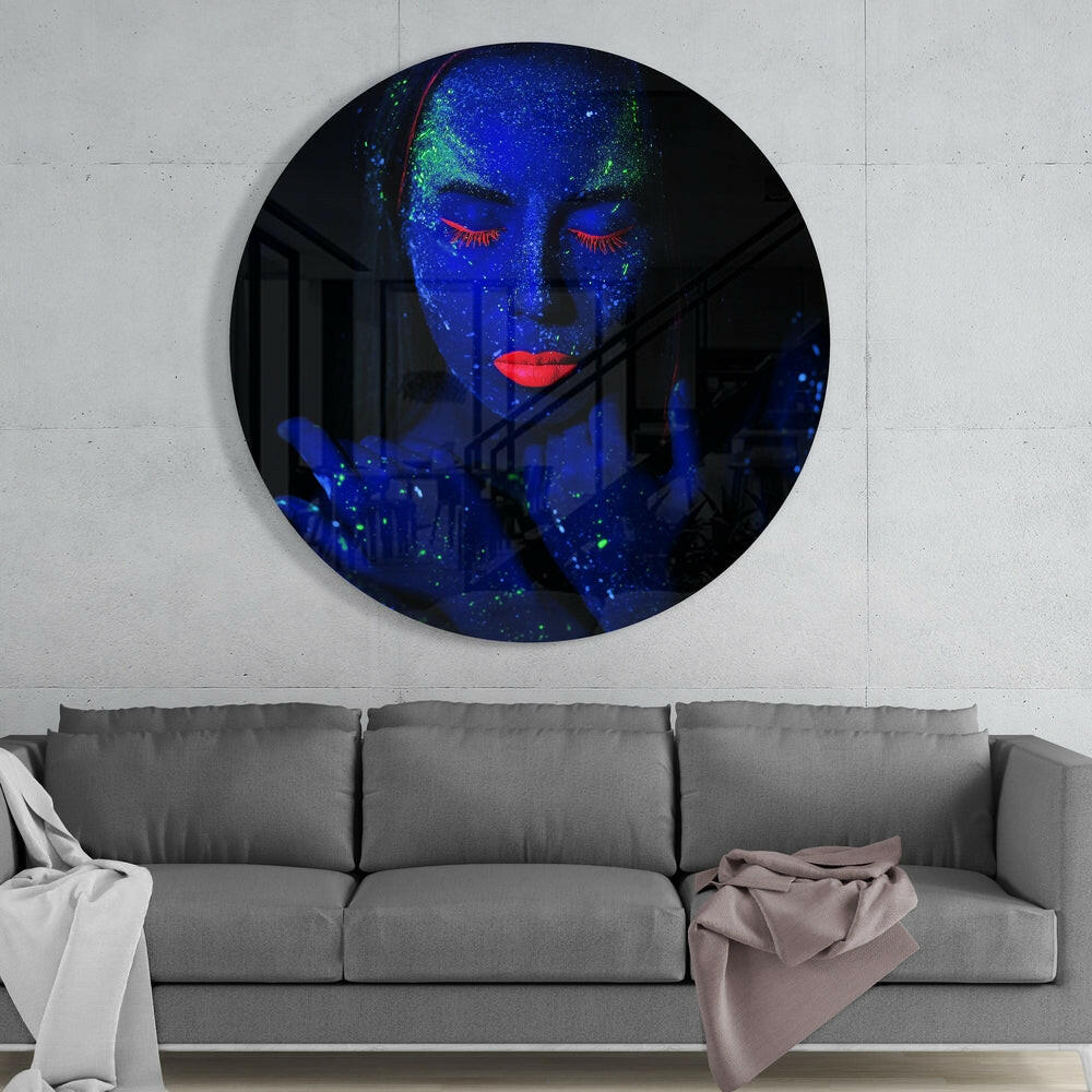 Indigo Green Speckle Face Glass Wall Art