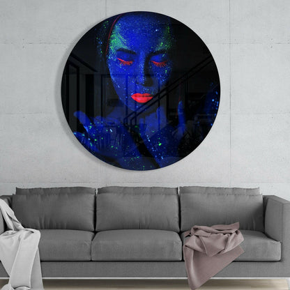 Indigo Green Speckle Face Glass Wall Art