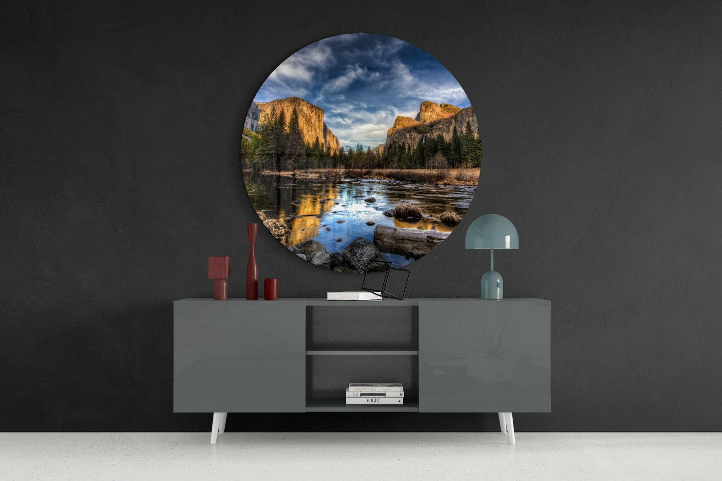 Layered Mountain Range Glass Wall Art