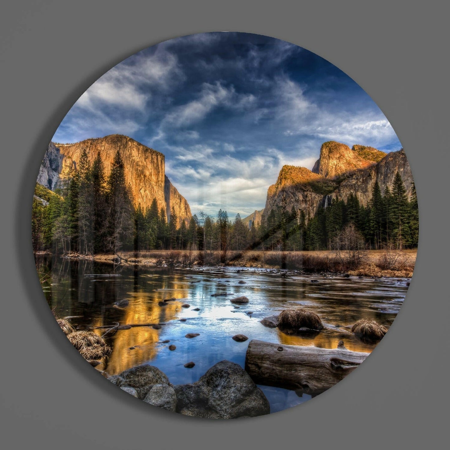 Layered Mountain Range Glass Wall Art