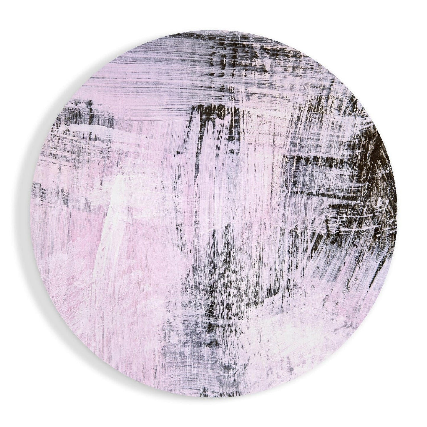 Lilac Black Dry Brush glass wall art with abstract design