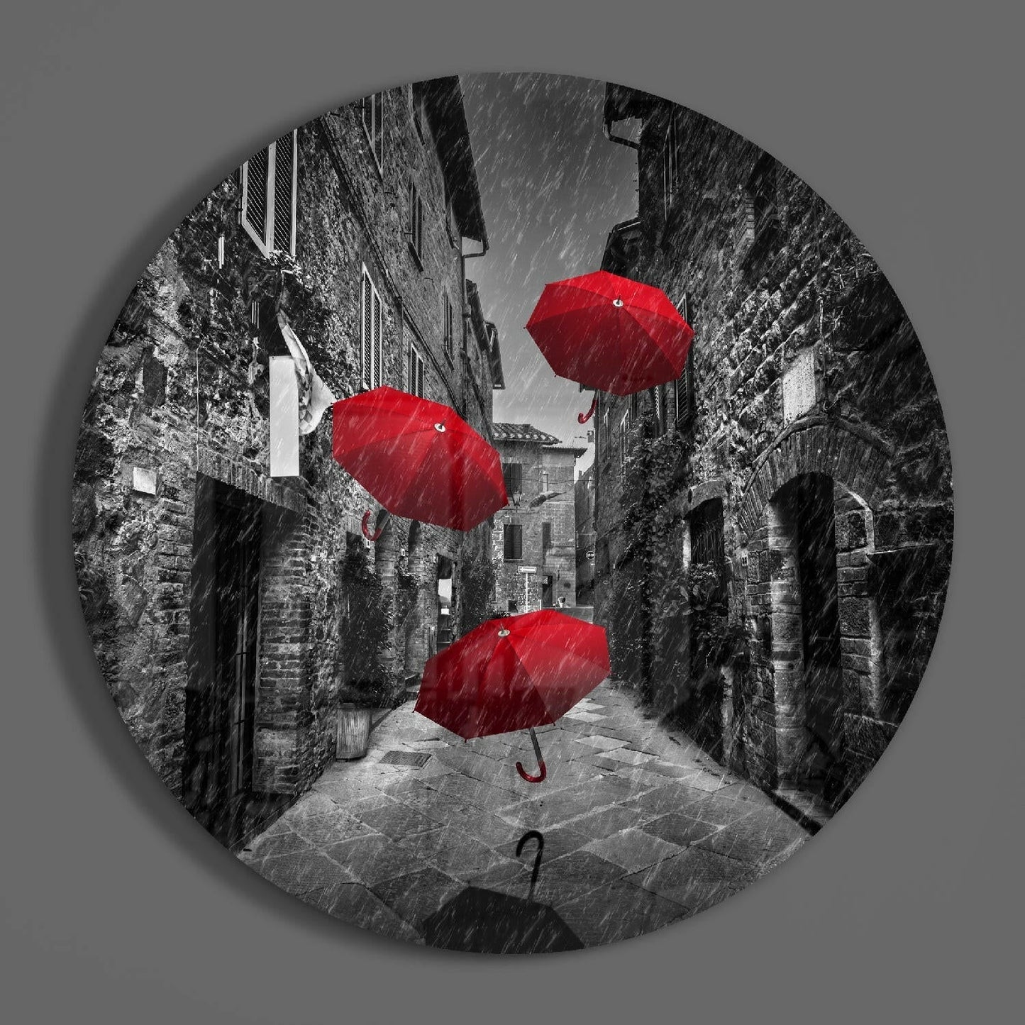 Floating Umbrellas Street Glass Wall Art