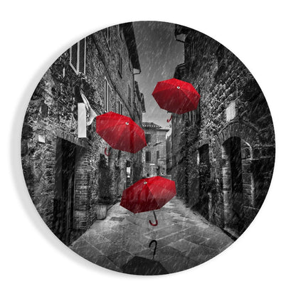 Floating umbrellas street glass wall art