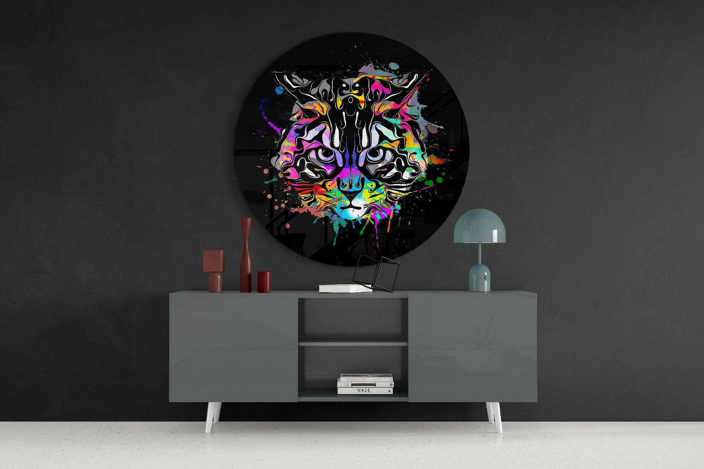 Rock N Roll Cat Glass Wall Art
