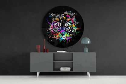 Rock N Roll Cat Glass Wall Art