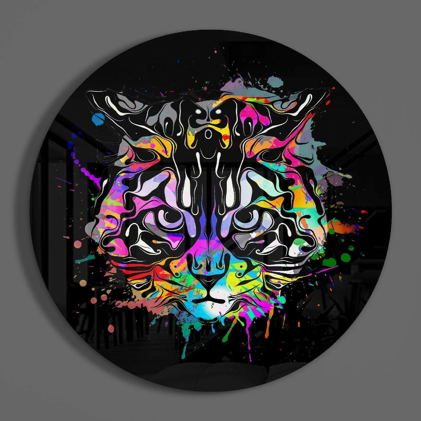 Rock N Roll Cat Glass Wall Art
