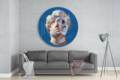 Dotted Statue Head Glass Wall Art