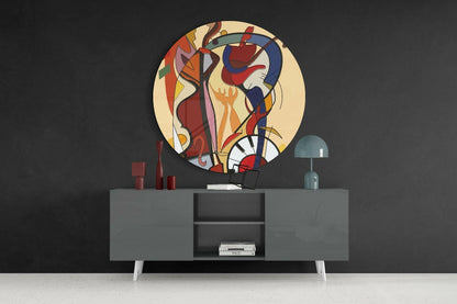 Cubist Violin and Piano Glass Wall Art