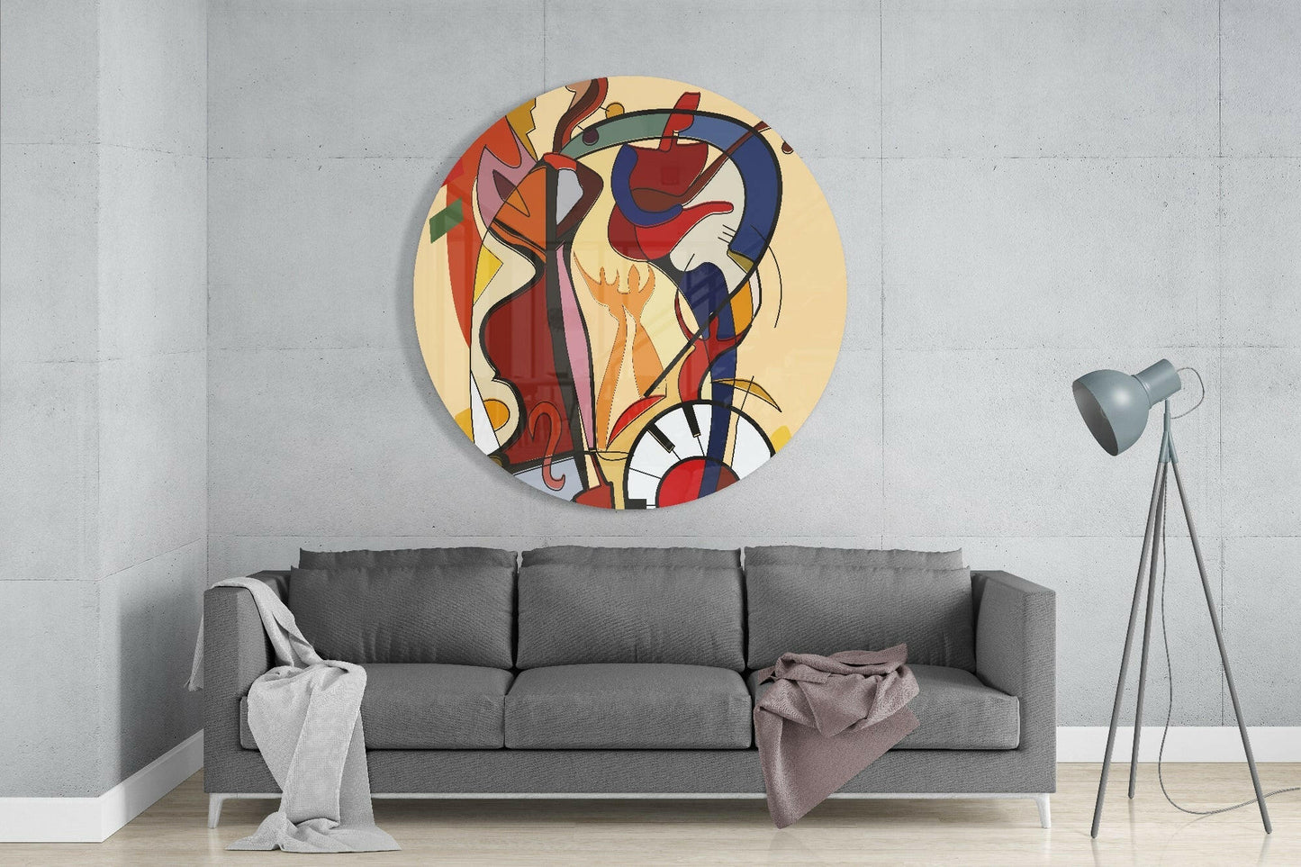 Cubist Violin and Piano Glass Wall Art