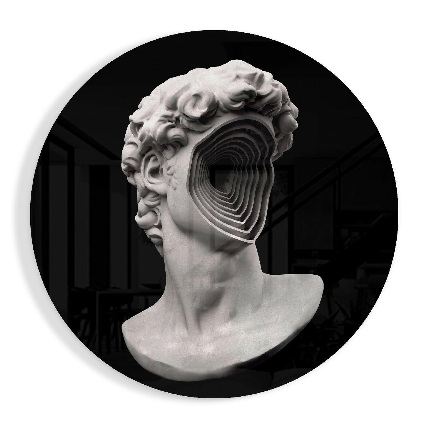 Spiral face statue glass wall art abstract sculpture design
