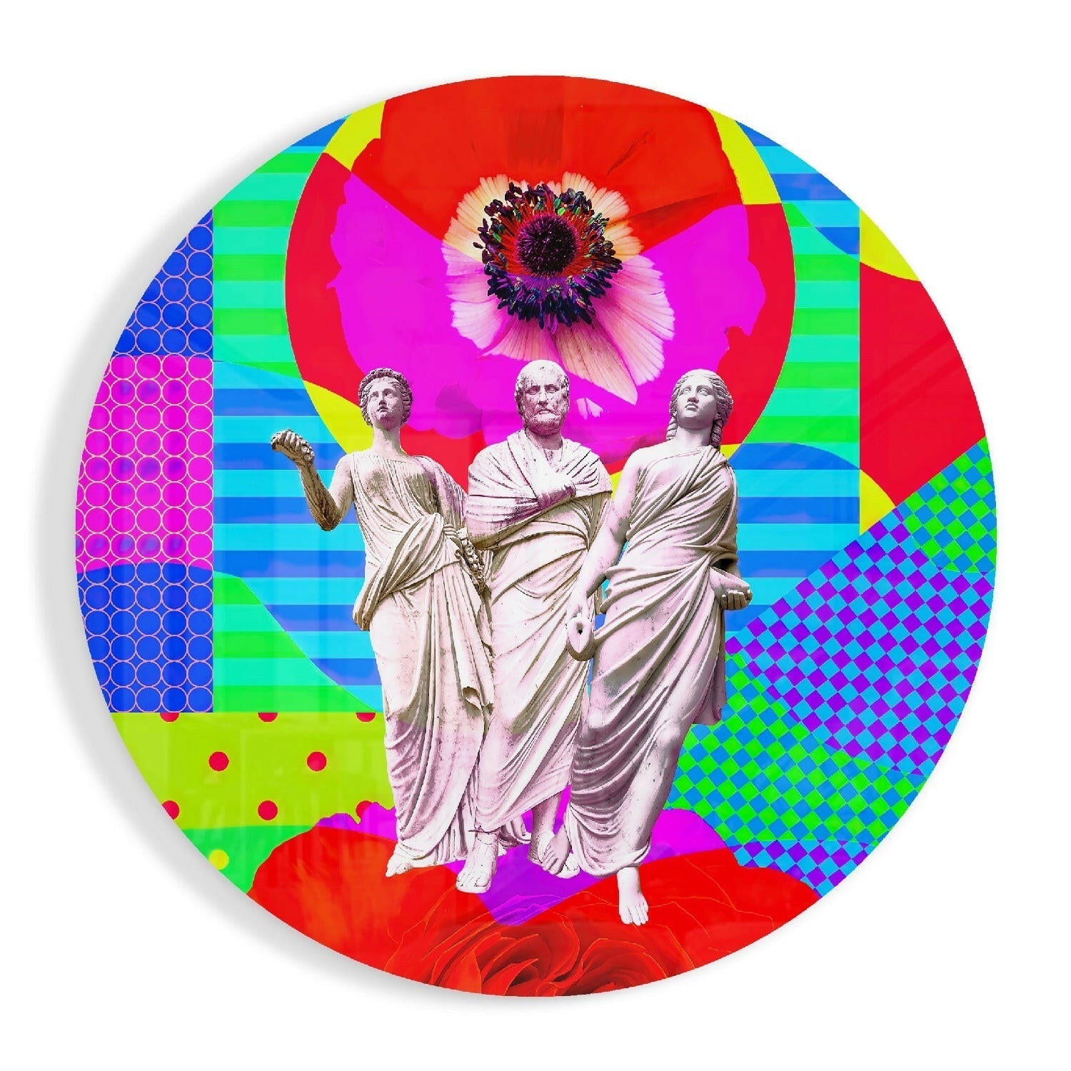 Pop art toga figures glass wall art