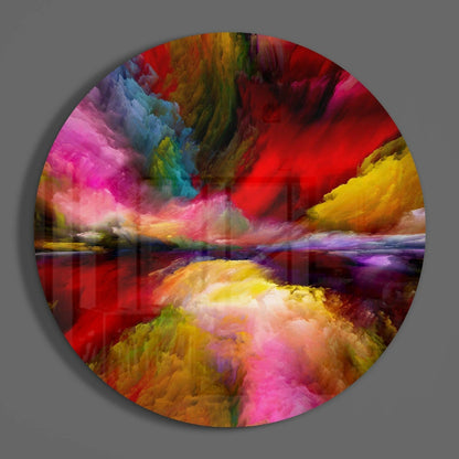 Crimson Rainbow Smoke Glass Wall Art