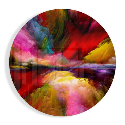 Crimson rainbow smoke glass wall art
