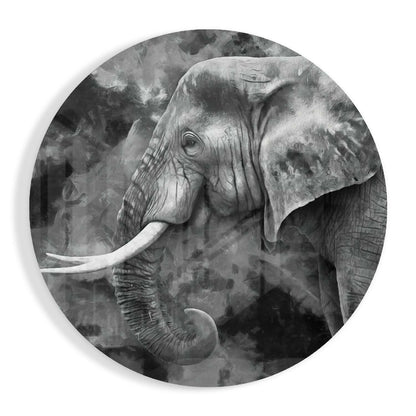 Monochrome elephant profile glass wall art