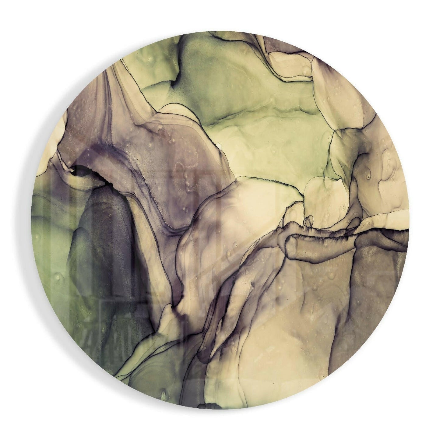 Green Marble glass wall art abstract swirl