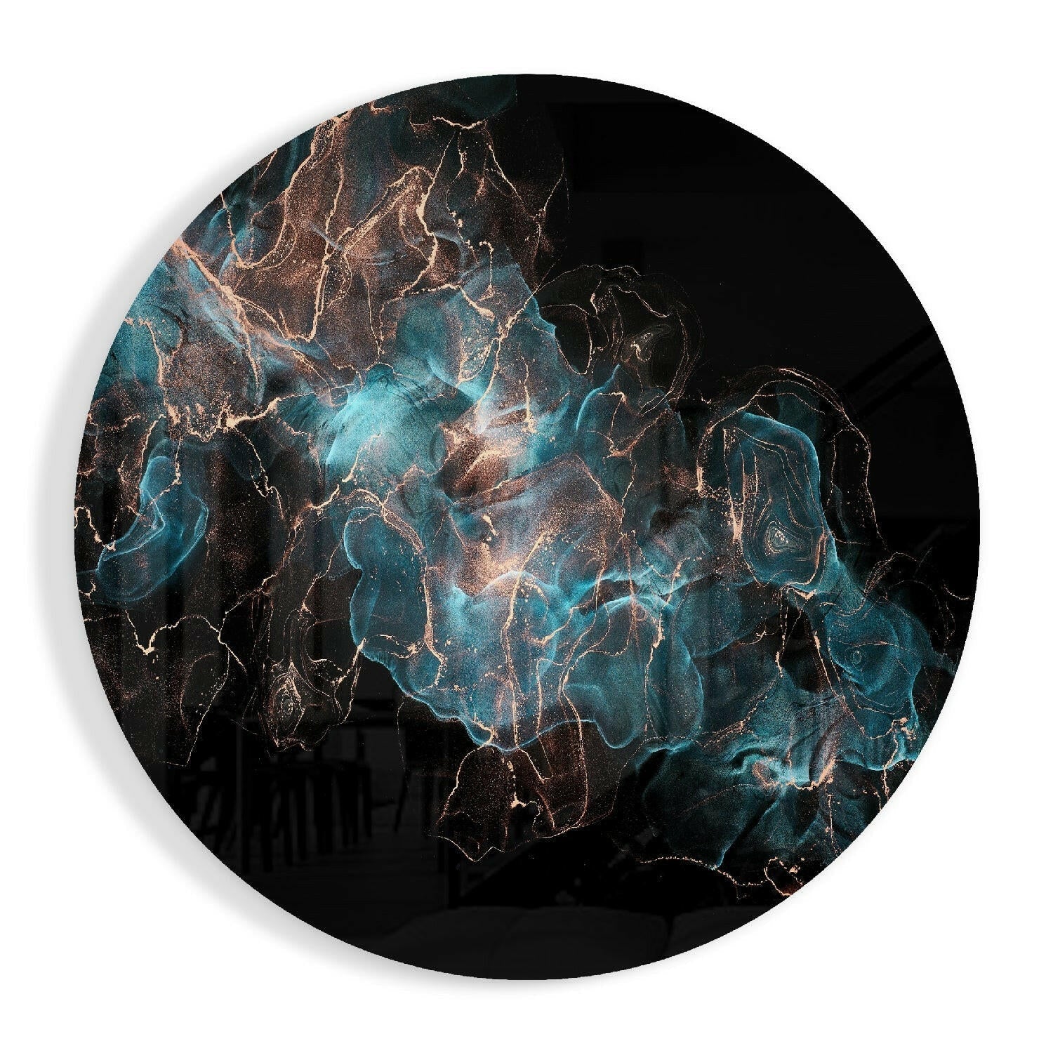 Blue Explosion glass wall art cobalt cloudscape