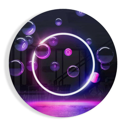White Neon Circle Bubbles Art
