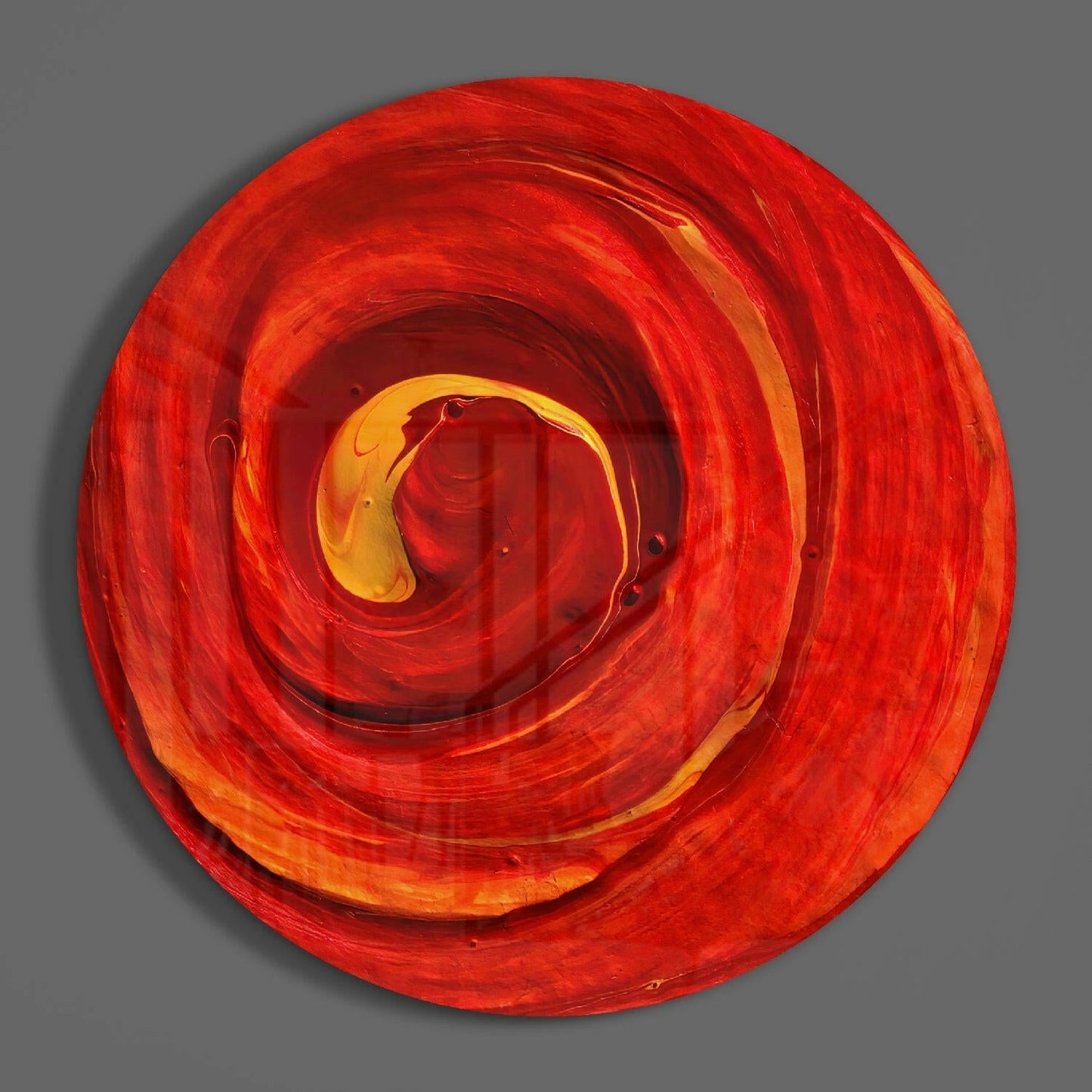Red Cycle Abstract Glass Wall Art