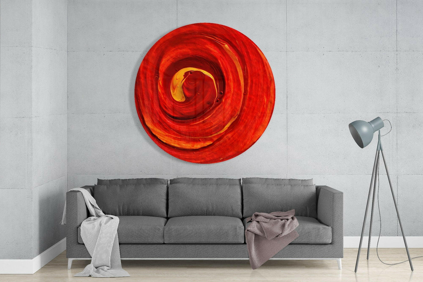 Red Cycle Abstract Glass Wall Art