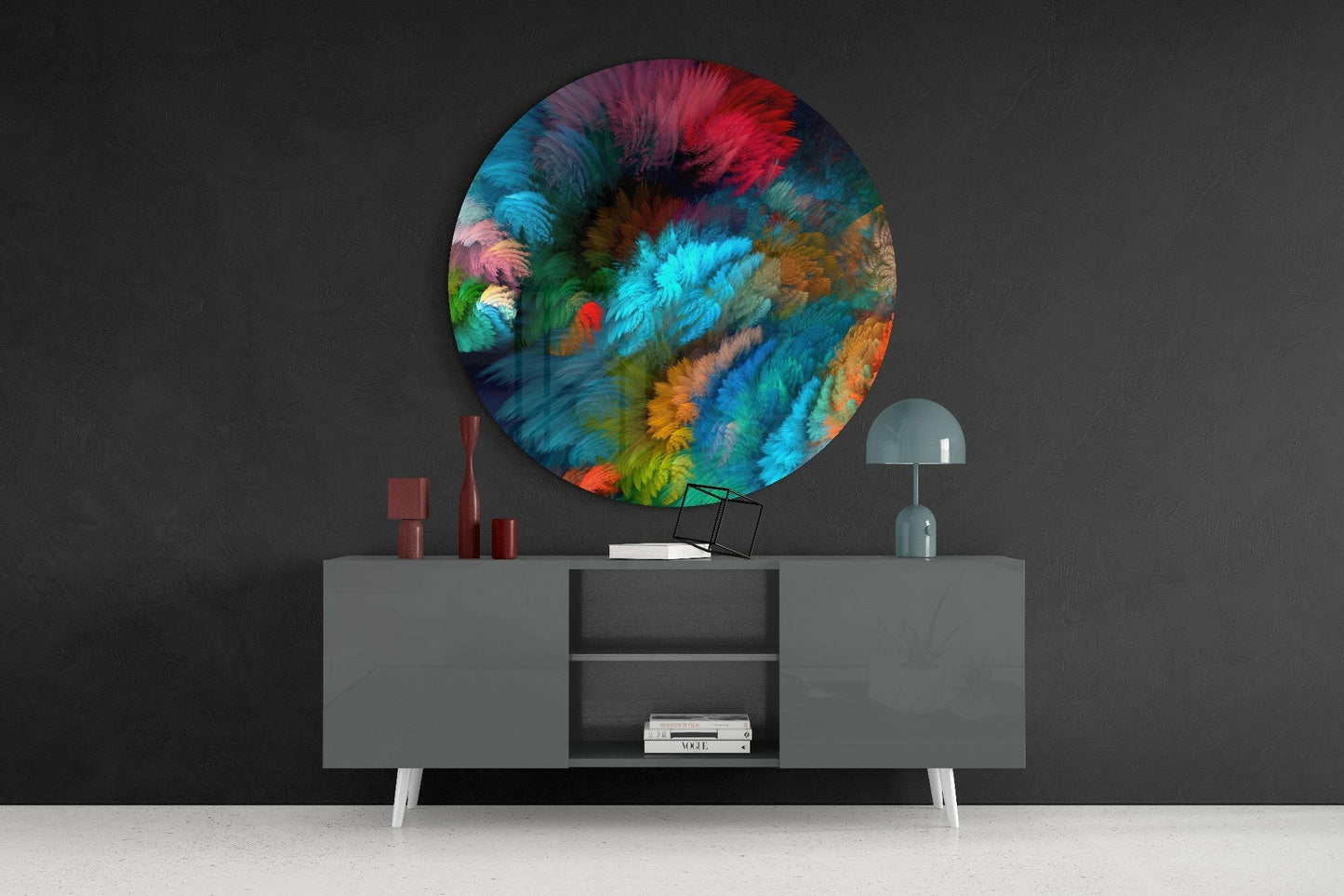 Rainbow Feather Glass Wall Art