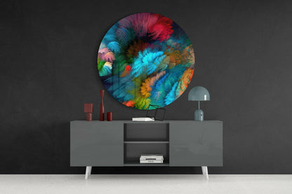 Rainbow Feather Glass Wall Art
