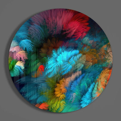 Rainbow Feather Glass Wall Art