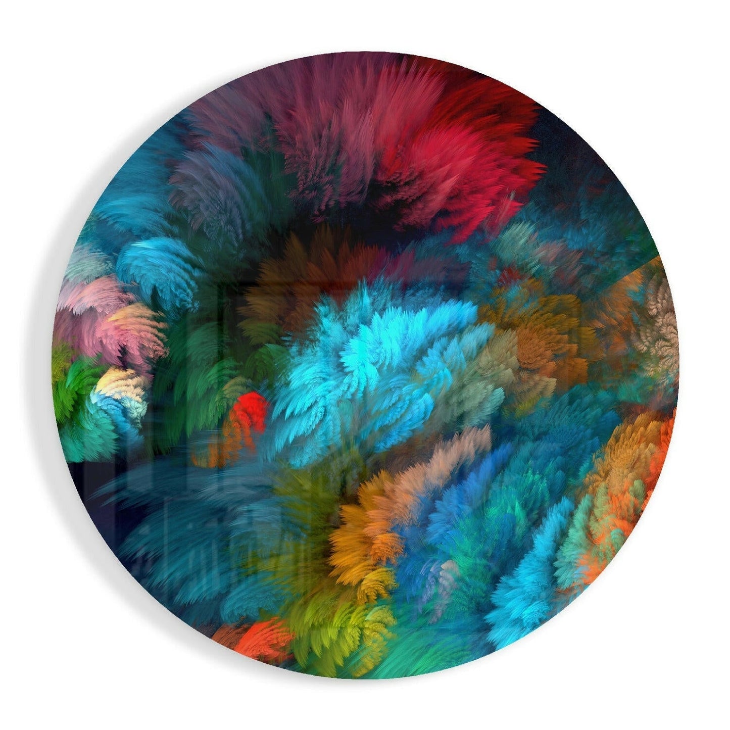 Rainbow Feather Glass Wall Art