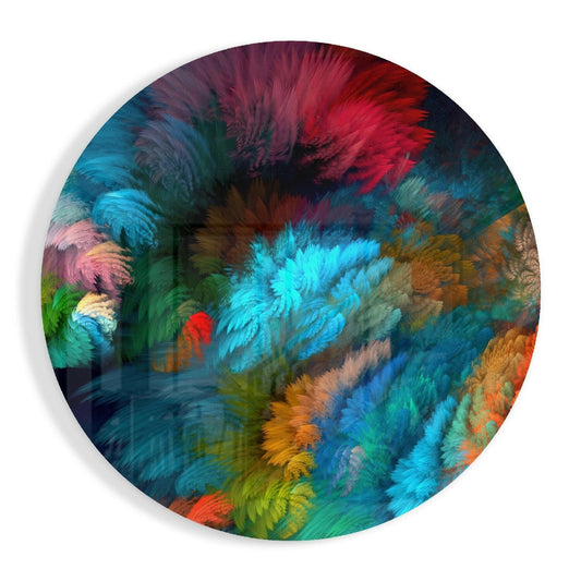 Rainbow Feather Glass Wall Art