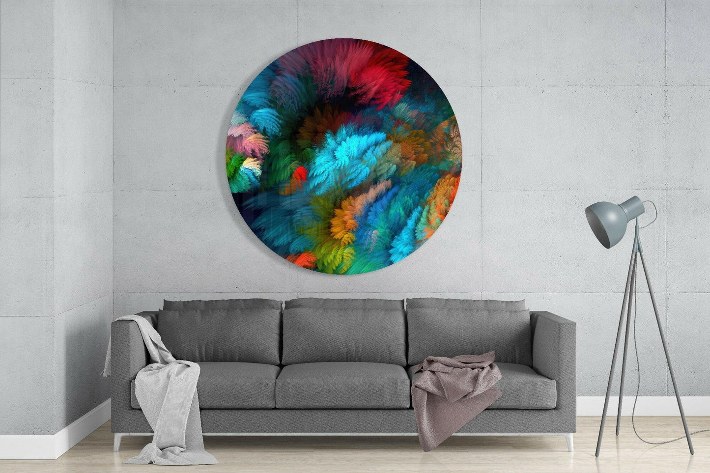 Rainbow Feather Glass Wall Art