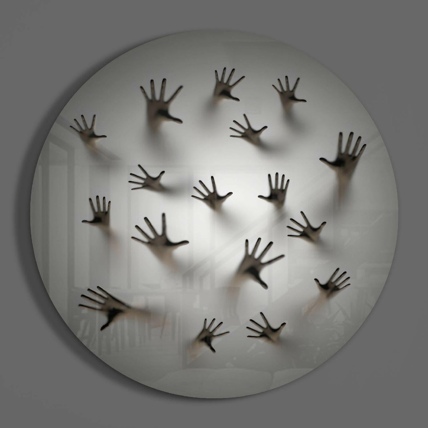 Ghost Hands Behind Screen Glass Wall Art