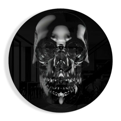 Black obsidian reflective skull glass wall art