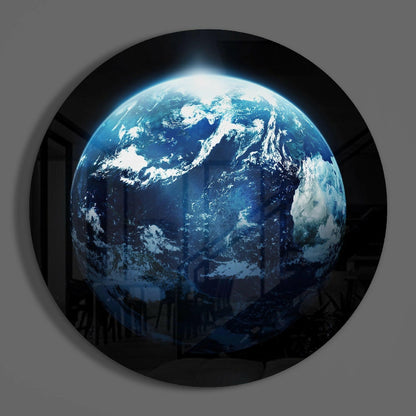 Circular World Map Glass Wall Art