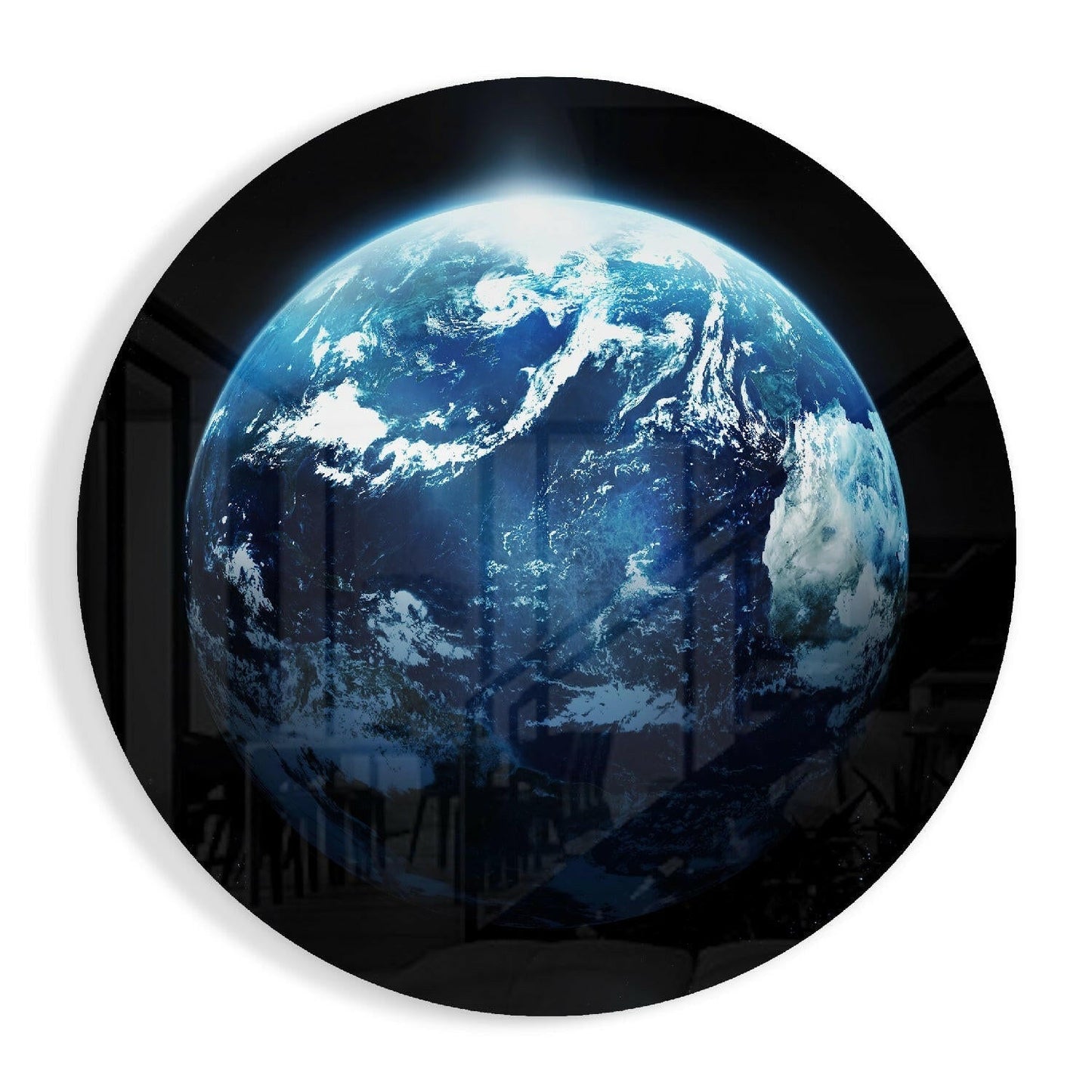 Circular World Map glass wall art