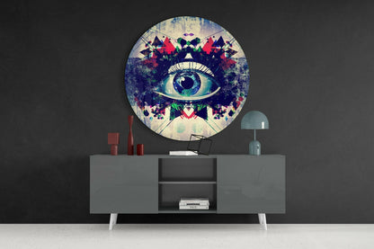 Blue Evil Eye Mosaic Glass Wall Art