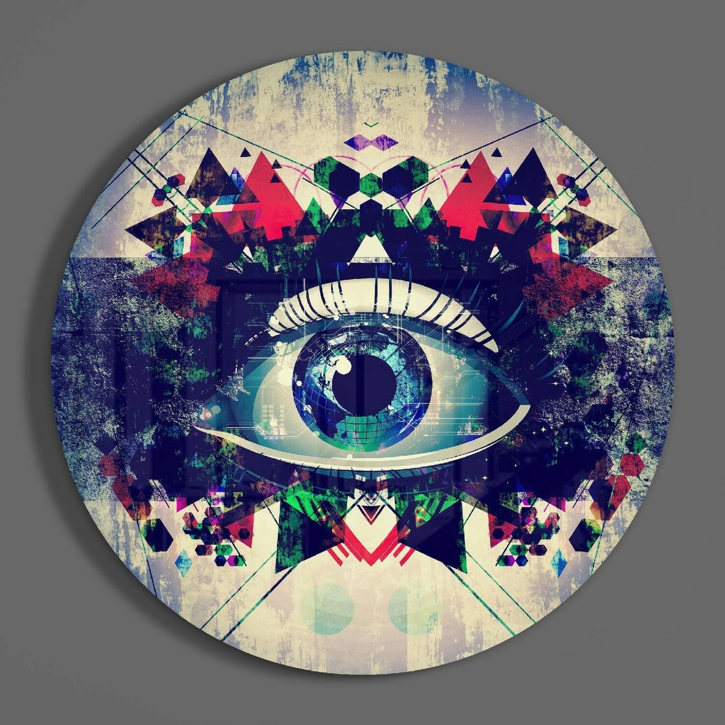 Blue Evil Eye Mosaic Glass Wall Art