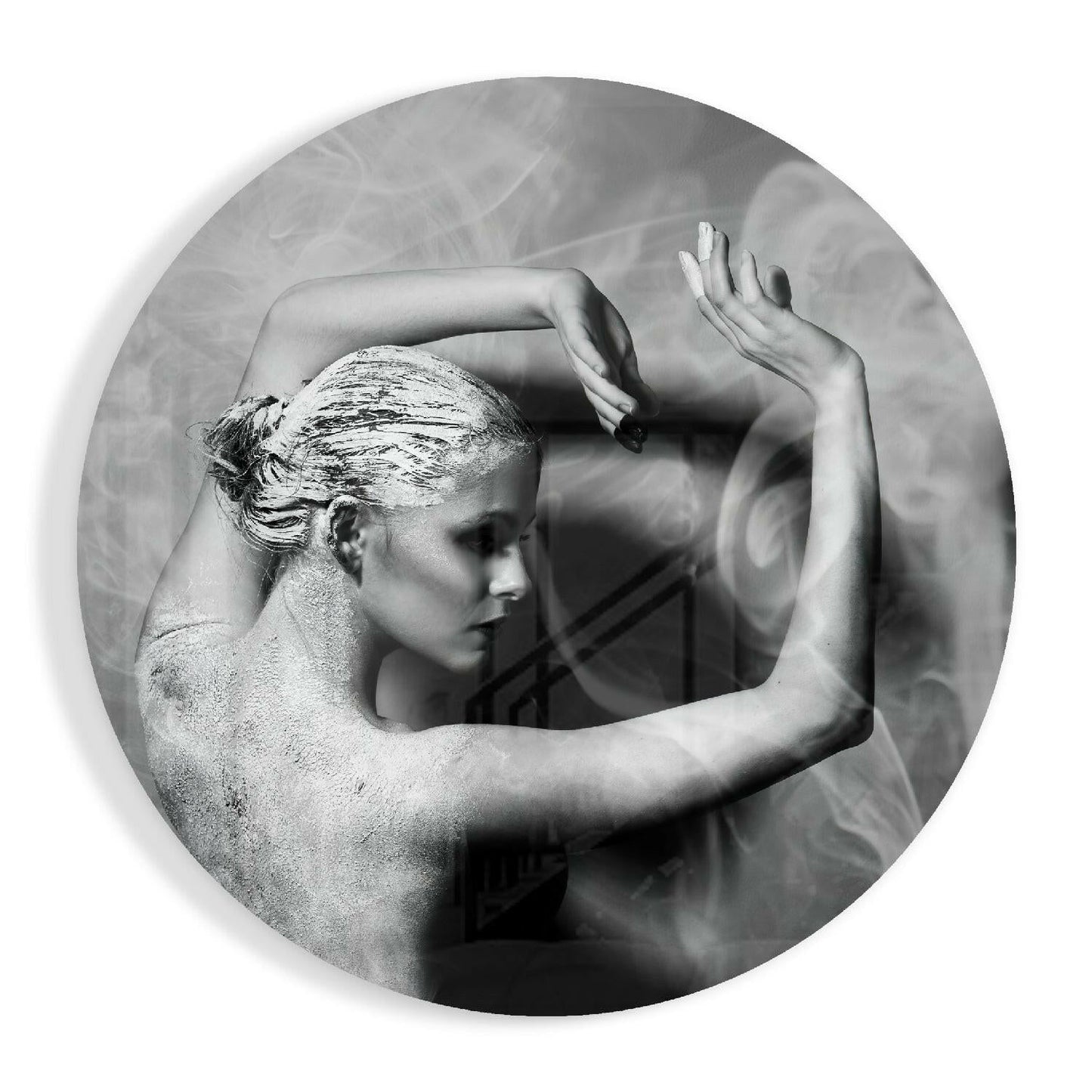 Dance silhouette glass wall art with polished finish